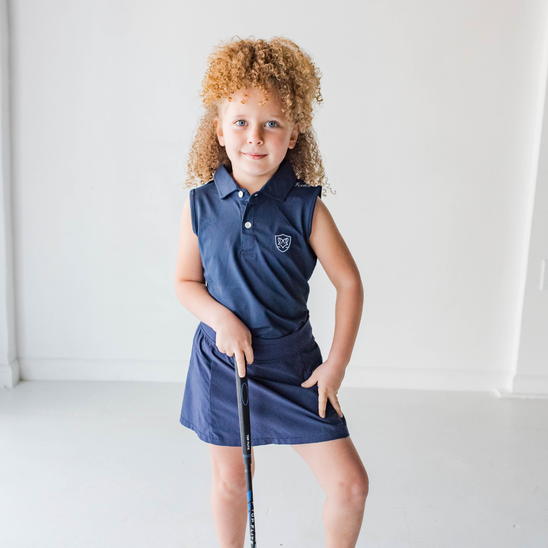 Navy Foxden Classic Girls Polo