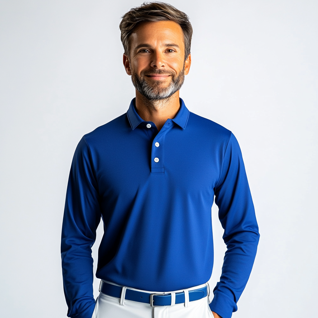 The Admiral Blue Long Sleeve Men's Polo