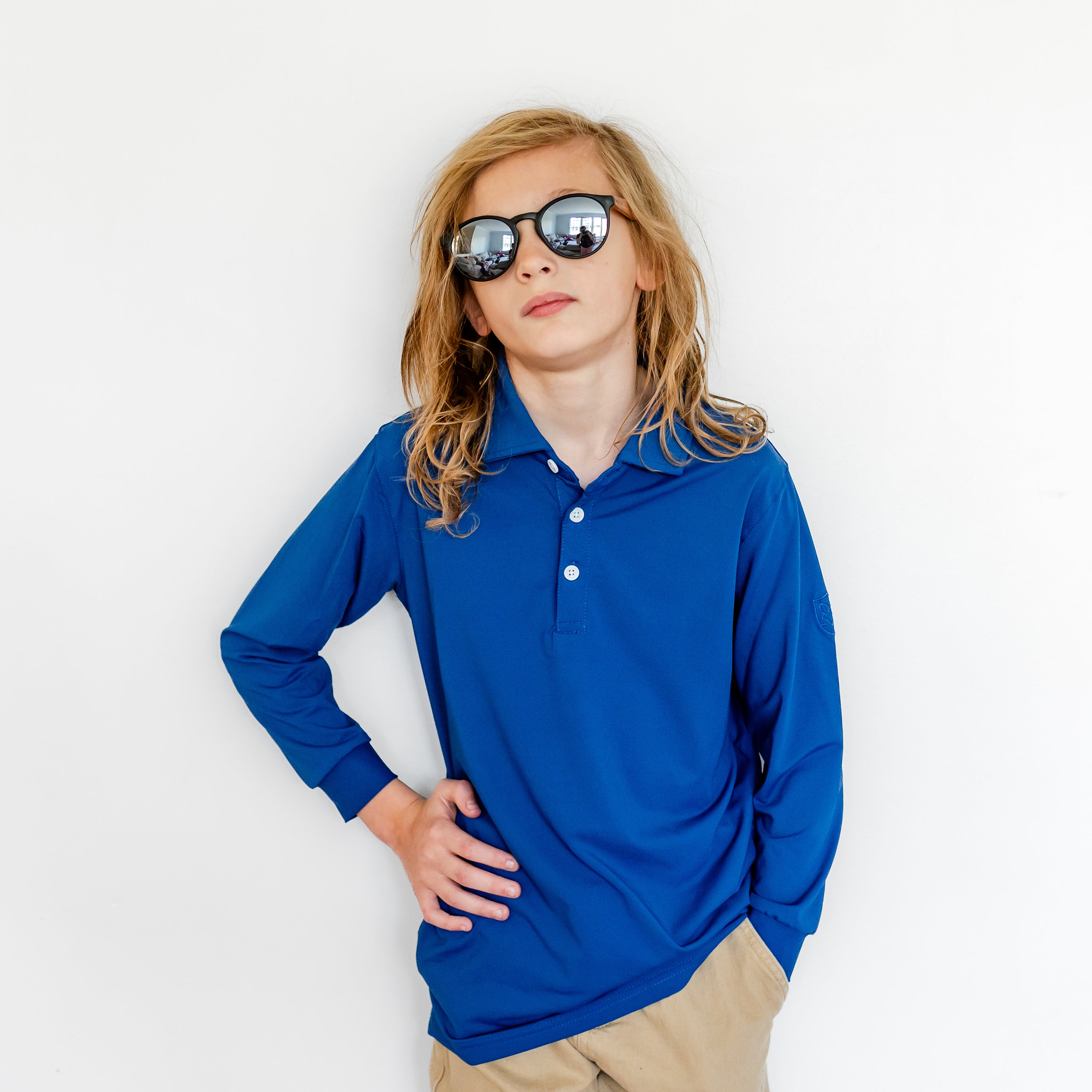 The Admiral Blue Long Sleeve Polo