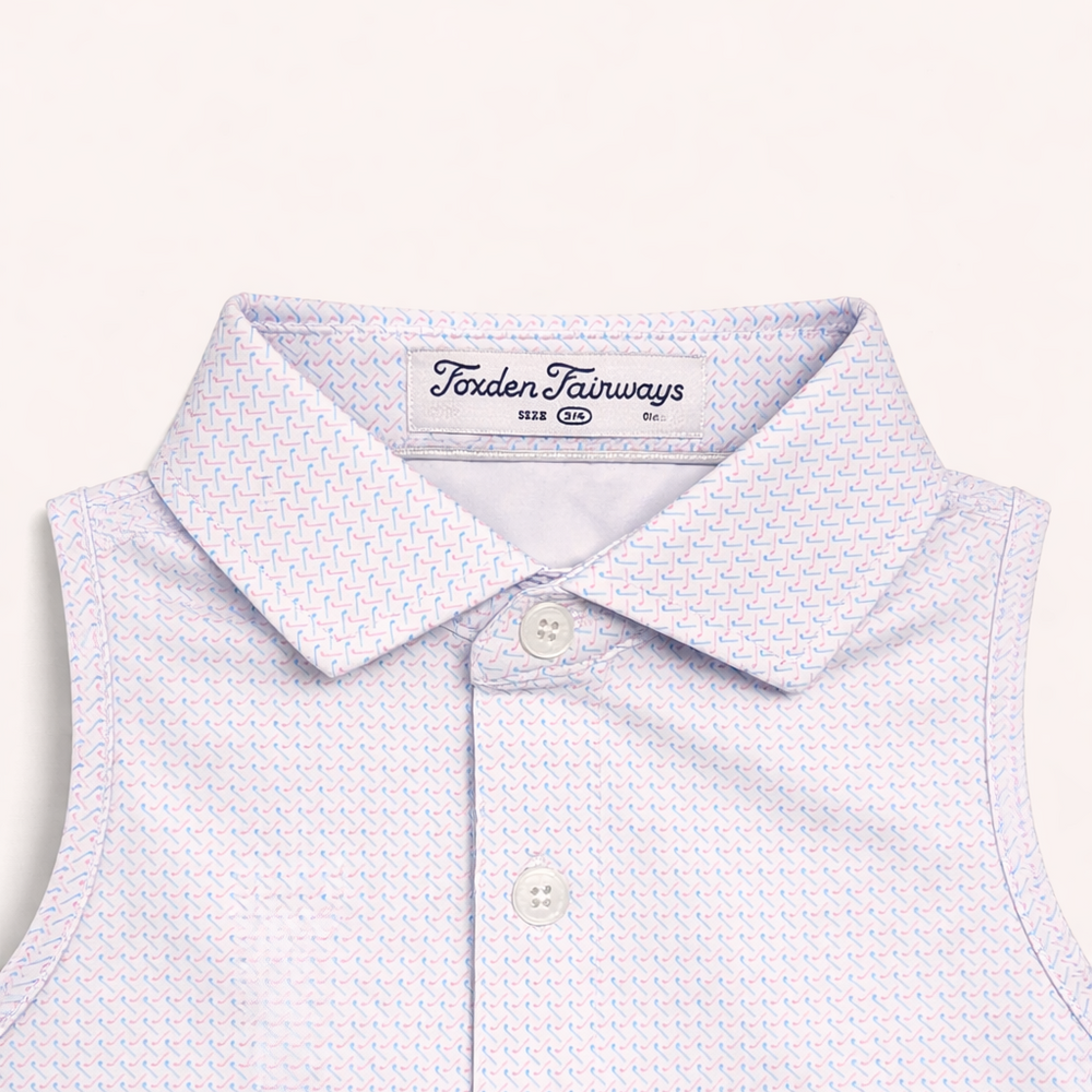 The Clubhouse Print Girls Polo: Pink & Blue